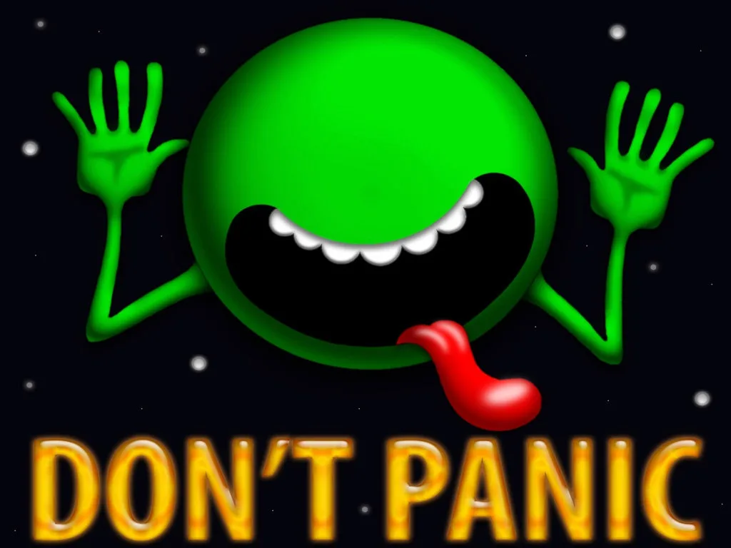 A bright green, cartoonish alien with a wide, toothy grin and a red tongue sticking out, raising both hands in a friendly…