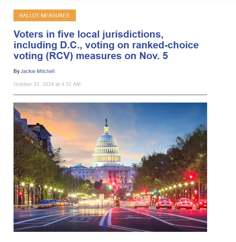 A screenshot of a news article header showing the U.S. Capitol building at dusk with traffic lights and cars visible. The…