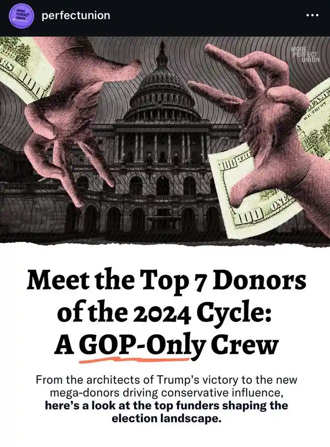 The image shows two stylized hands holding $100 bills, positioned on either side of a black-and-white photo of the U.S…