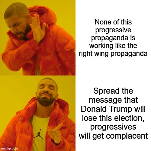 The image features two panels of Drake in an orange puffer jacket against a yellow background. In the top panel, he covers…