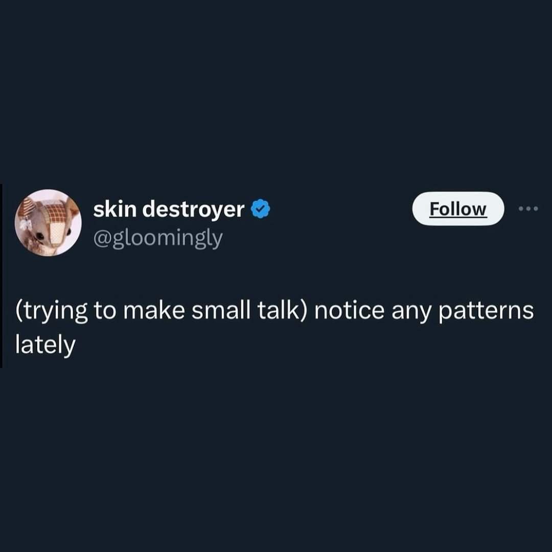 A screenshot of a Twitter post by user 'skin destroyer' (@gloomingly) with a profile picture of a plush toy. The tweet text…