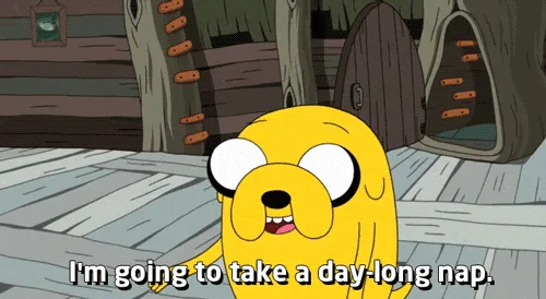 The image shows six panels of the animated character Jake the Dog from 'Adventure Time,' each time saying 'I'm going to take…