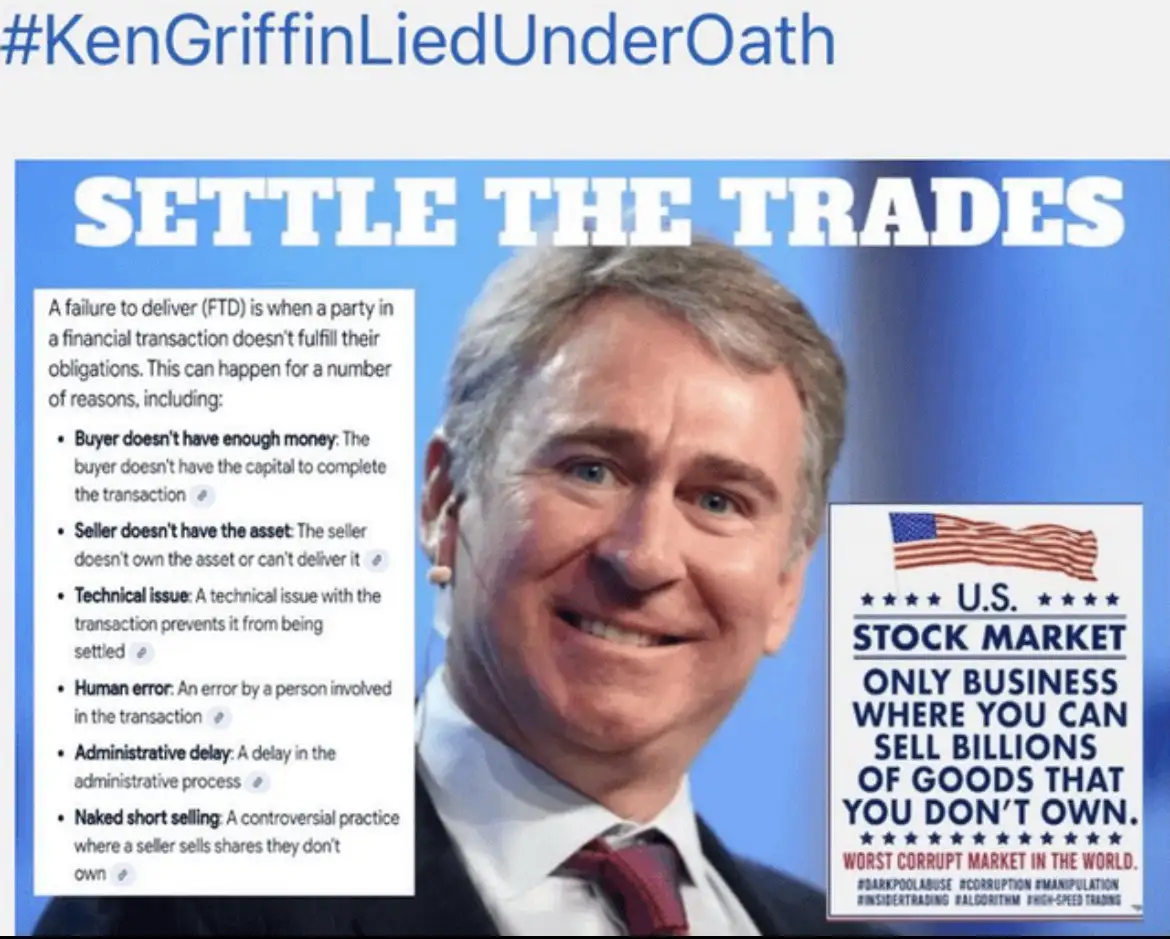 A man in a suit and tie smiles while surrounded by text. On the left, a definition of 'failure to deliver' in finance with…