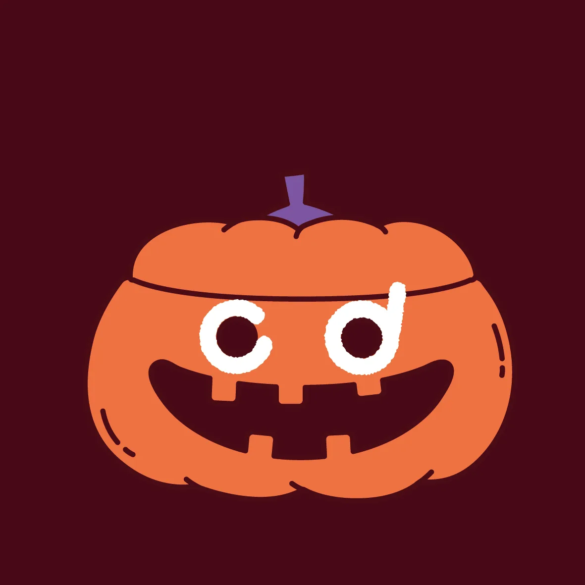 A collection of six Halloween-themed illustrations featuring a smiling orange pumpkin with large white eyes shaped like the…