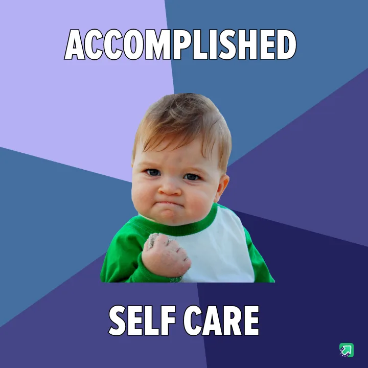 A baby with a smug, self-satisfied expression, wearing a green and white shirt, clenches a fist in triumph against a…