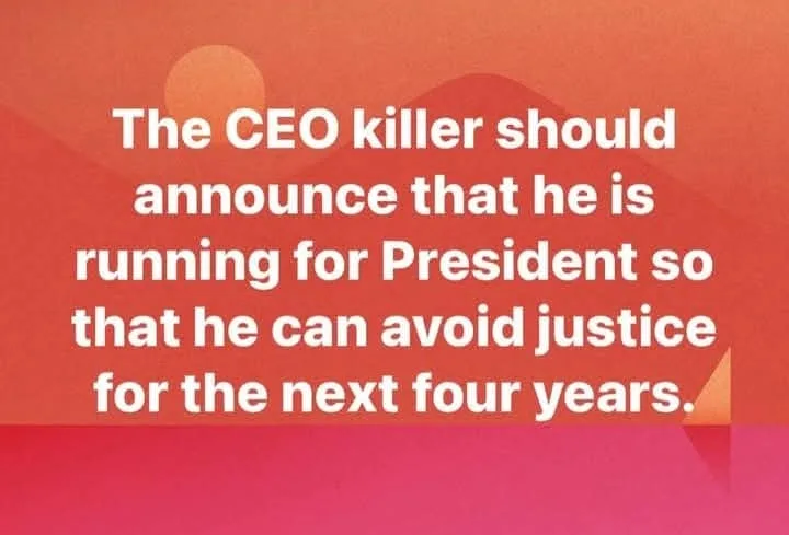 A red and pink gradient background with white text that reads: 'The CEO killer should announce that he is running for…