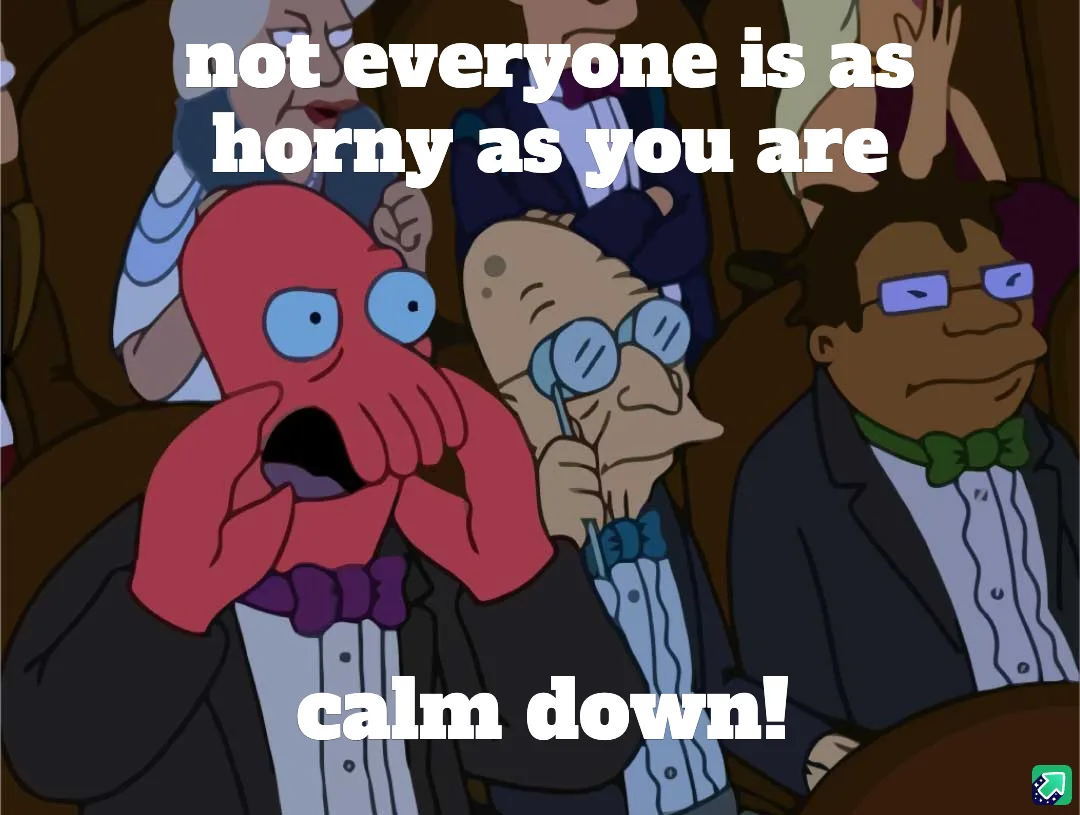 A cartoon image shows a red octopus in a tuxedo with a shocked expression, hands over mouth, while overlaid text reads 'not…