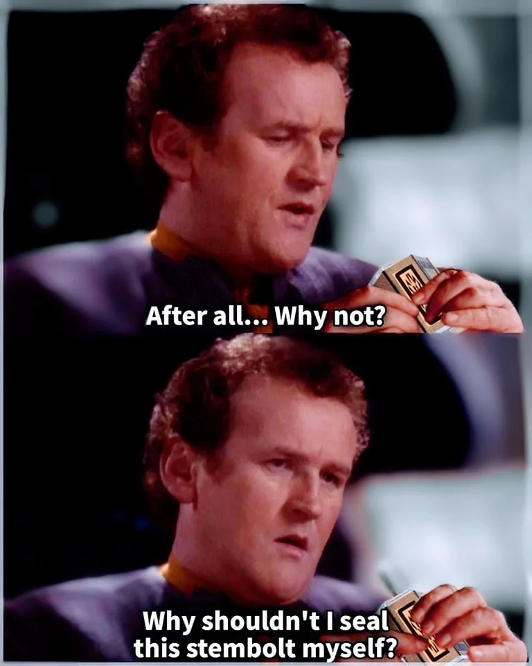 A two-panel meme featuring actor Robert Picardo as The Doctor from Star Trek: Voyager. In the top panel, he looks thoughtful…
