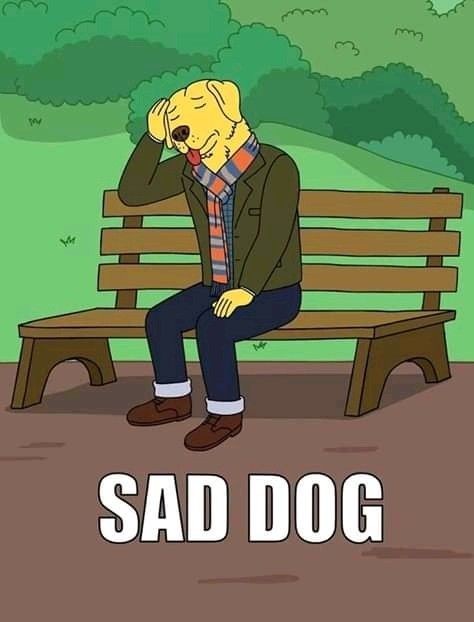 A cartoon yellow Labrador Retriever is sitting on a park bench wearing a green jacket, blue jeans, brown shoes, and a…