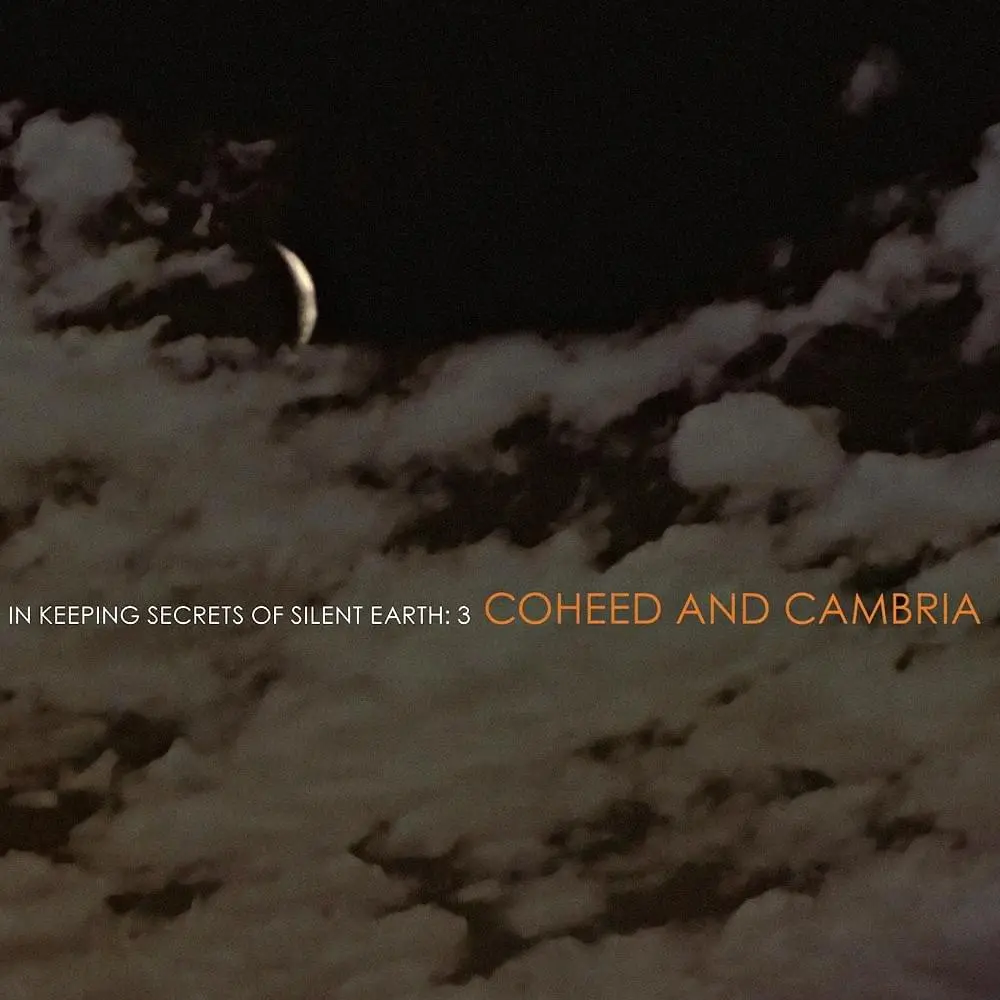 A dark, moody night sky with a crescent moon partially obscured by clouds. Overlaid text reads 'IN KEEPING SECRETS OF SILENT…