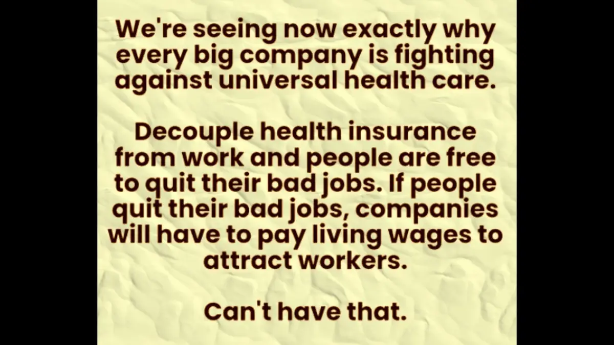 The image displays dark brown text on a crumpled, light-yellow paper background. The text explains a cynical view: universal…