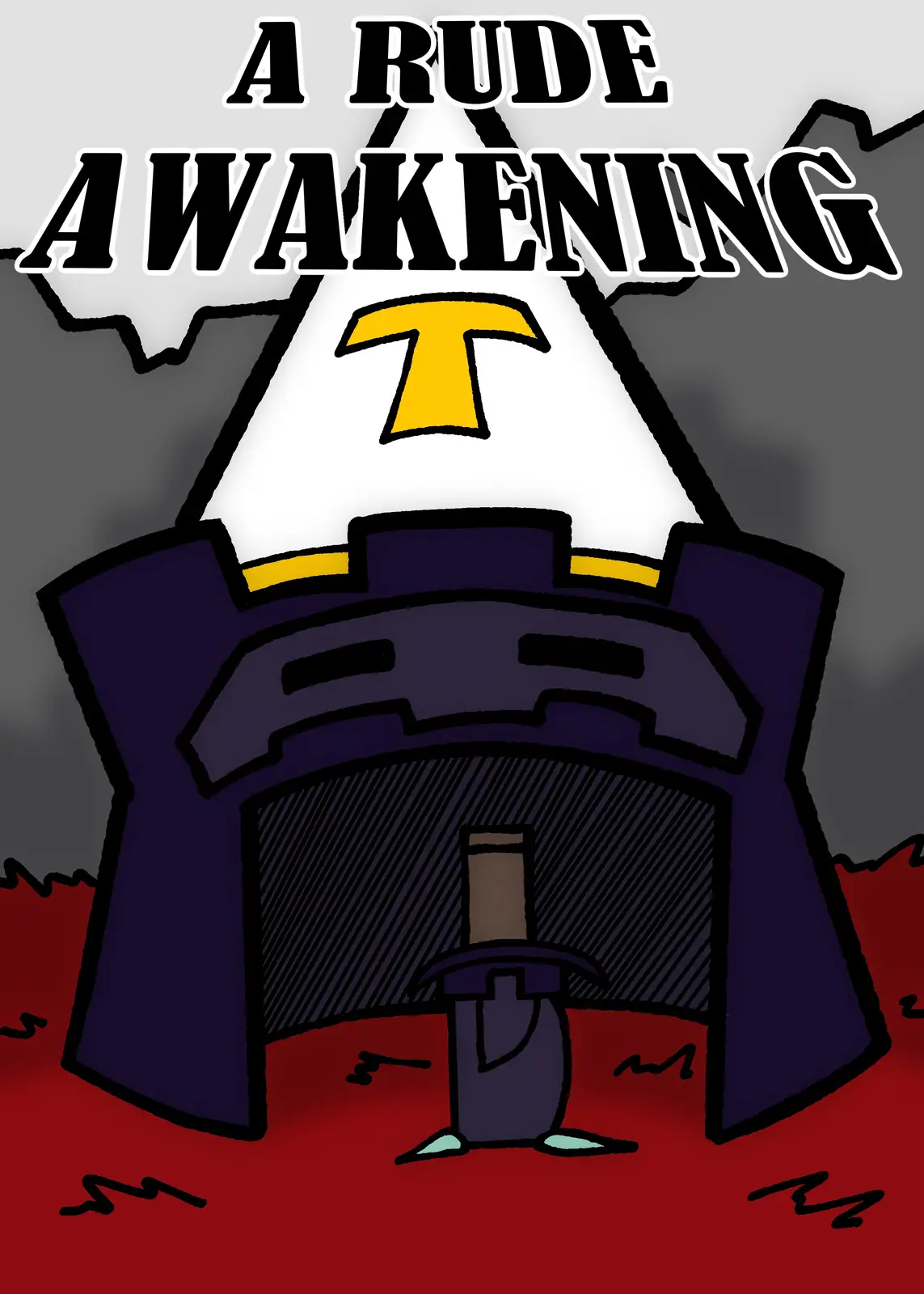 A cartoon illustration shows a dark blue, castle-like structure with a white conical roof featuring a yellow 'T' emblem…