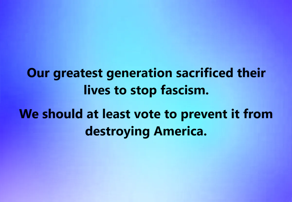 The image displays a gradient blue background with two lines of black text. The first line reads 'Our greatest generation…