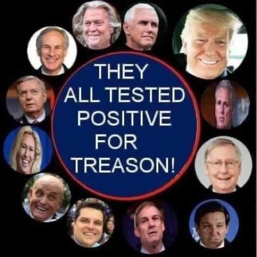 A circular collage of ten political figures' headshots surrounds a central blue circle with white text reading 'THEY ALL…