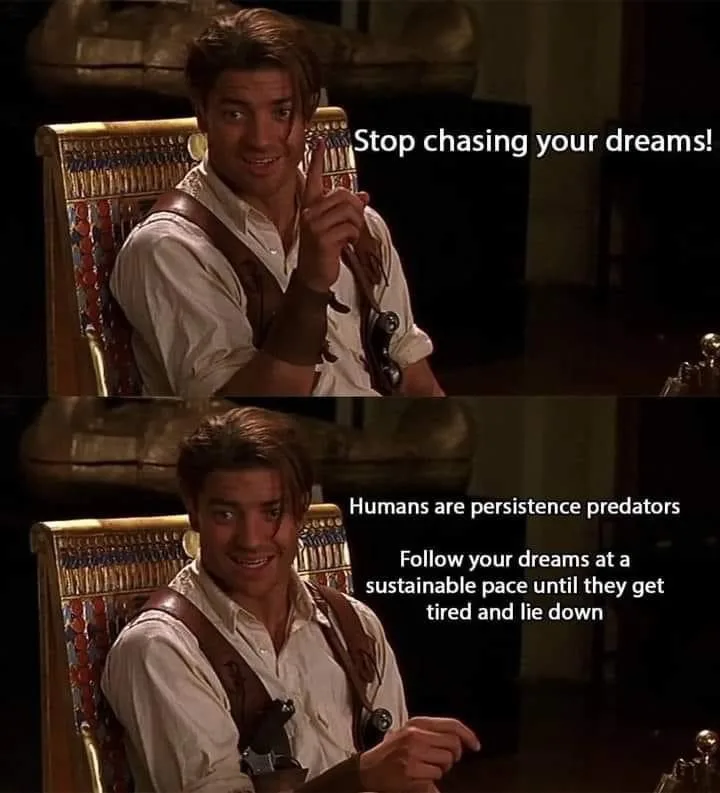 A two-panel meme featuring a man in a white shirt and brown suspenders sitting in an ornate chair. In the top panel, he…