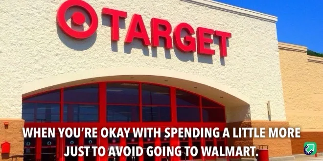 An exterior shot of a Target store with its red bullseye logo and red lettering visible above the entrance. White text…