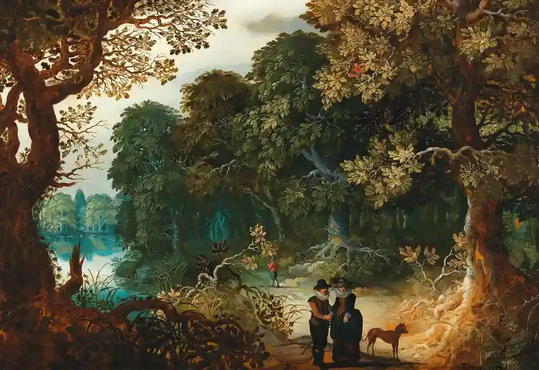 Exploring the Romantic Charm of Sebastian Vrancx's Wooded Landscape