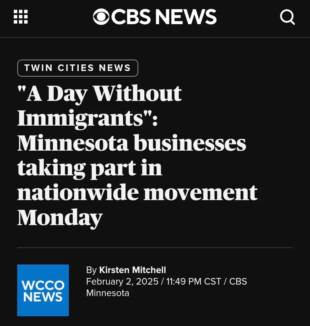 A screenshot of a CBS News article header with a black background and white text. The headline reads "'A Day Without…