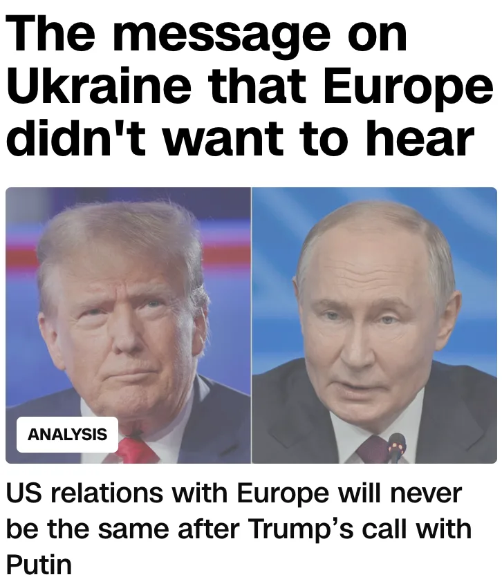 The image displays two side-by-side headshots of Donald Trump (left) and Vladimir Putin (right), both looking serious…