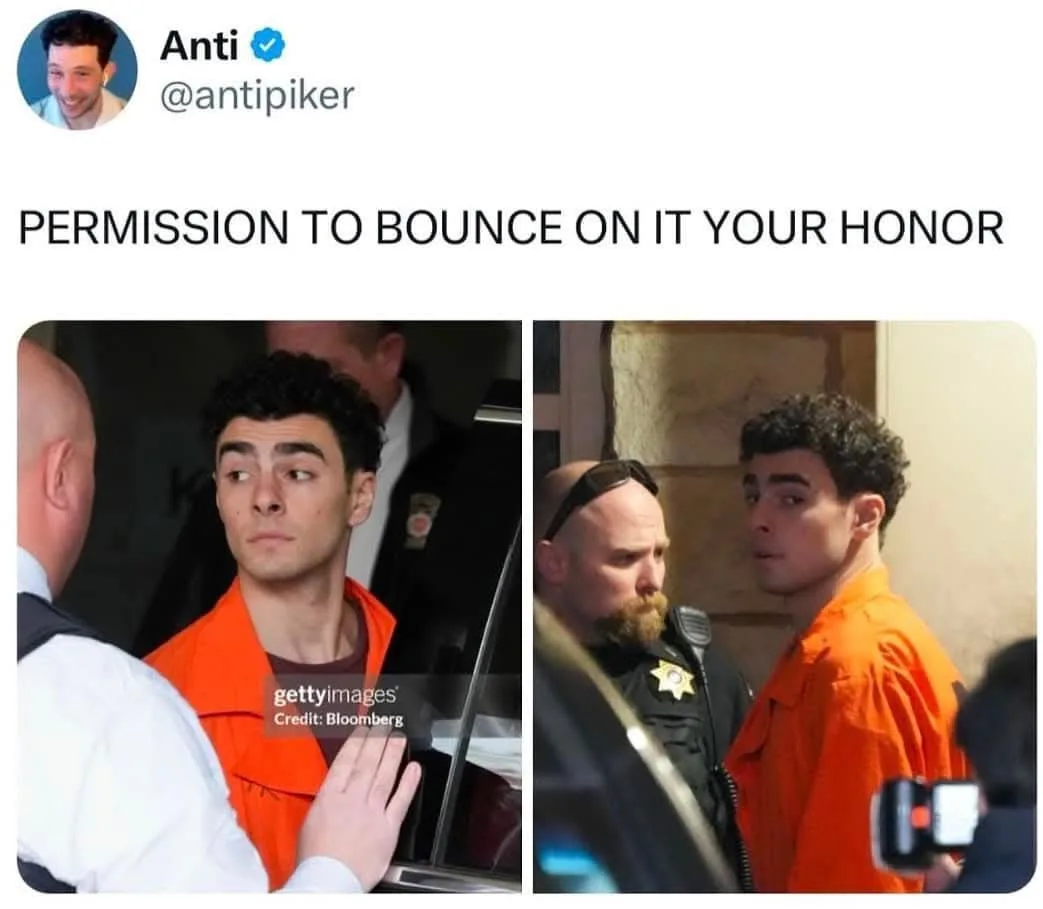 Two side-by-side photos show a man in an orange jumpsuit being escorted by police officers. In the left panel, he looks at a…