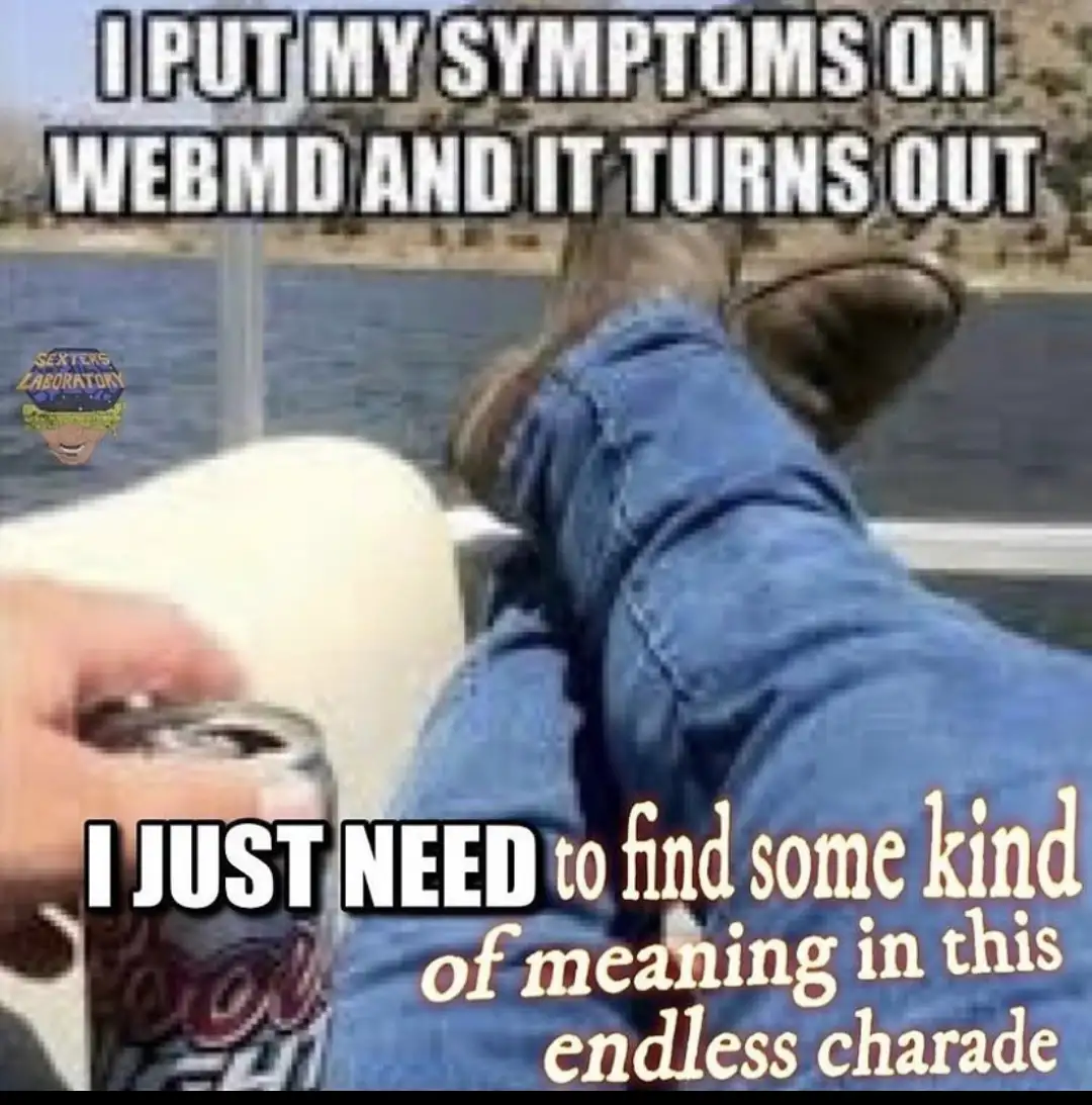 A person in blue jeans sits relaxed with feet up, holding a soda can, looking out over water. The overlaid text reads 'I PUT…