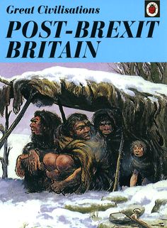 An image of a book cover titled 'Great Civilisations POST-BREXIT BRITAIN' shows a snowy scene with several cavemen huddled…