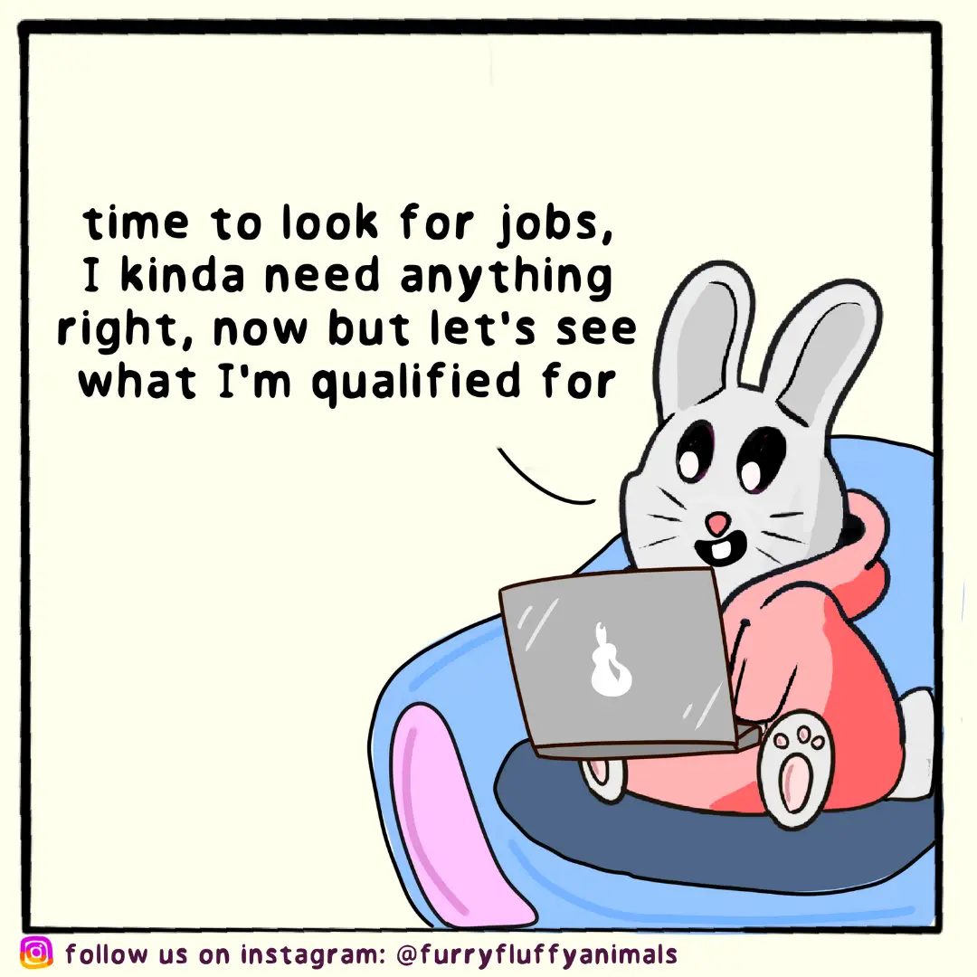 A cartoon rabbit wearing a pink hoodie sits in a blue armchair, holding a laptop with a white rabbit logo on it. The rabbit…