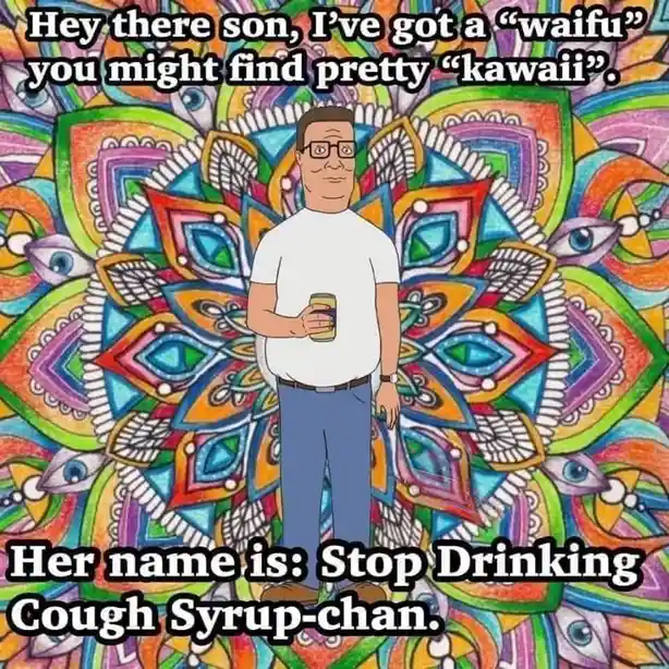 An image of the animated character Bob Belcher from 'Bob's Burgers' standing in front of a colorful, psychedelic mandala…