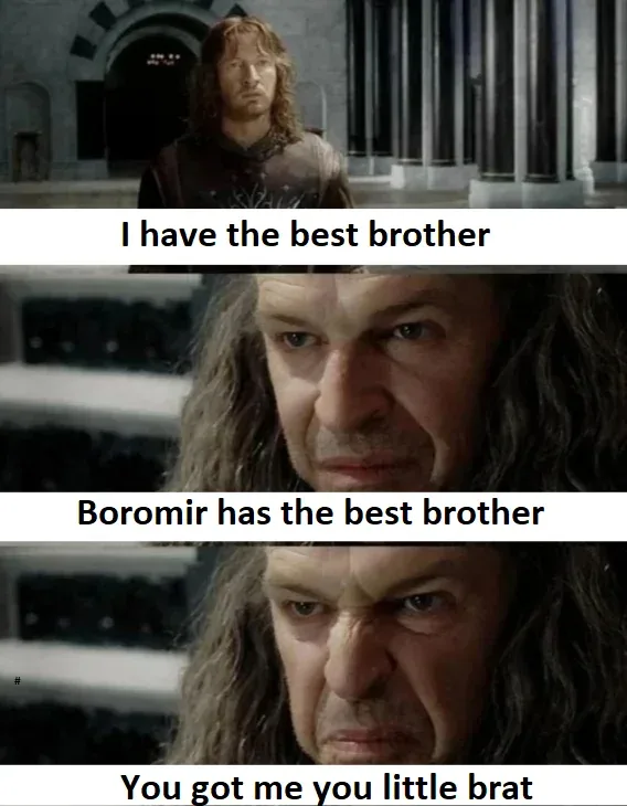 A three-panel meme using scenes from 'The Lord of the Rings' featuring Aragorn and Boromir. The top panel shows Aragorn…