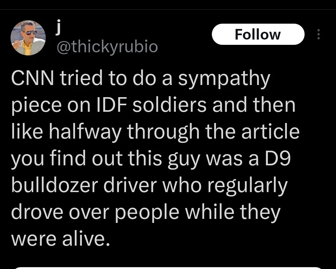 The image shows a screenshot of a tweet from user @thickyrubio, featuring a black background with white text. The tweet…