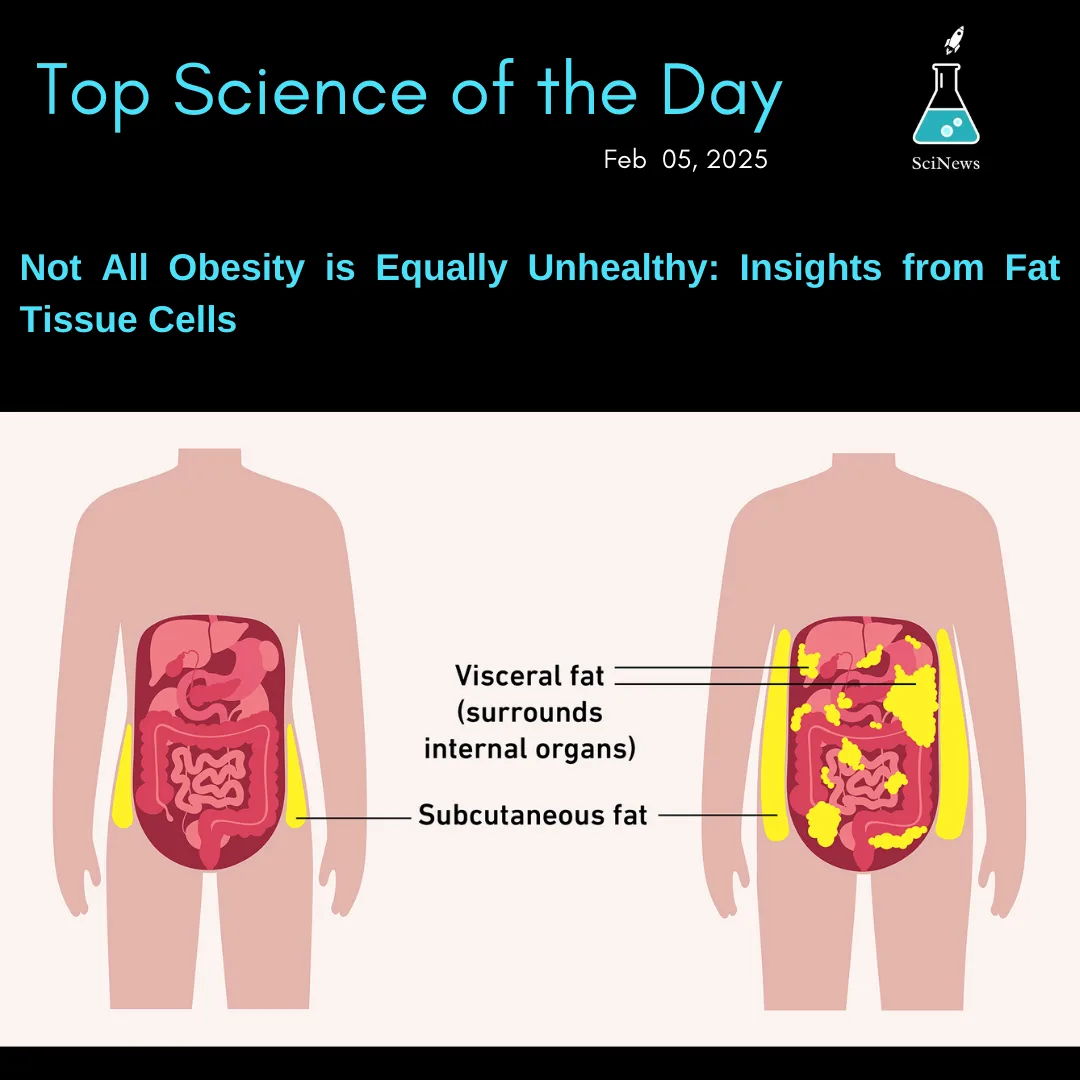 An infographic titled 'Top Science of the Day' dated Feb 05, 2025, from SciNews, shows two human torso diagrams. The left…