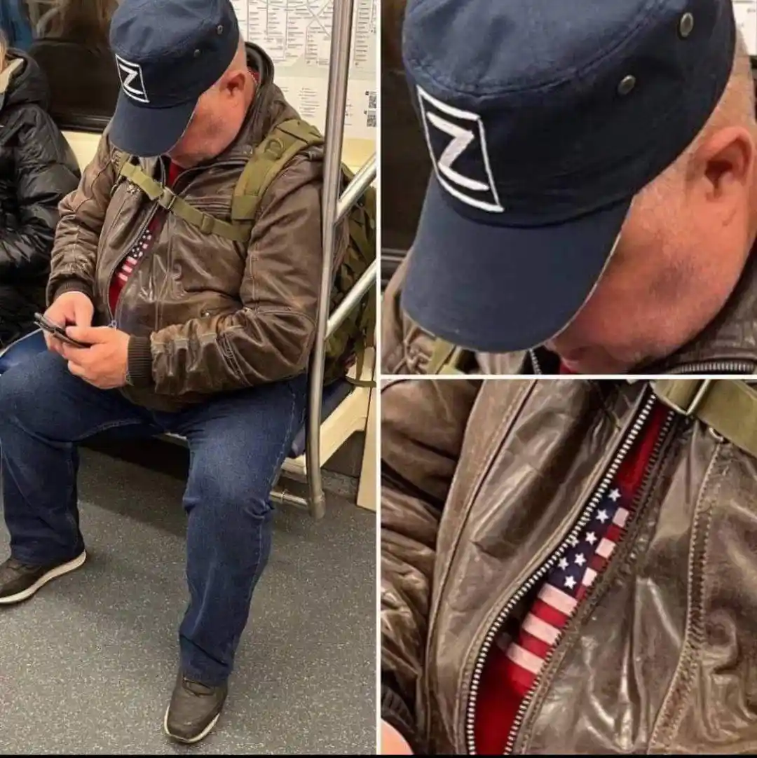 A man wearing a blue cap with a white 'Z' logo sits on public transit, looking at his phone. Close-up shots reveal the cap's…