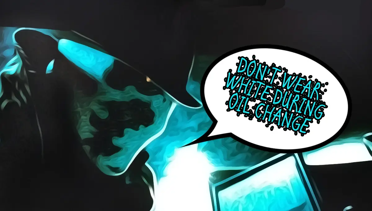 A stylized, dark image with glowing teal and black abstract shapes resembling a person in a white shirt and a speech bubble…