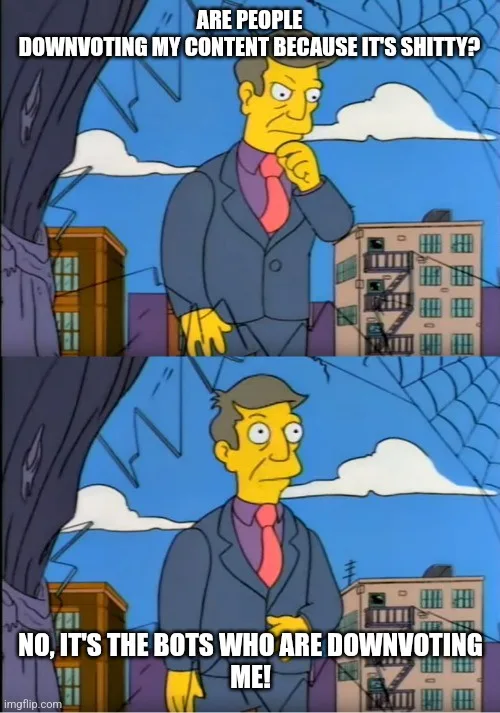 The image is a two-panel meme featuring the character Mr. Burns from The Simpsons. In the top panel, he looks concerned and…