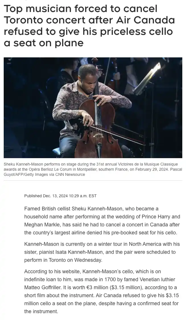 A photo of cellist Sheku Kanneh-Mason playing his cello on stage during a performance. The image is overlaid with the…