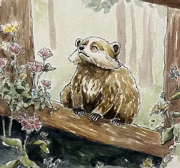My Adorable Tanuki Enjoying a Sunny Spot