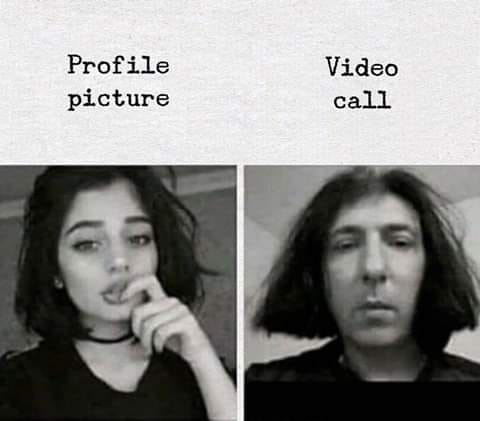 A split image shows a woman with styled hair and makeup posing for a profile picture on the left, and the same woman with…