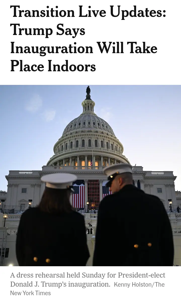 The image shows the U.S. Capitol building at dusk with two uniformed personnel in the foreground, viewed from behind…