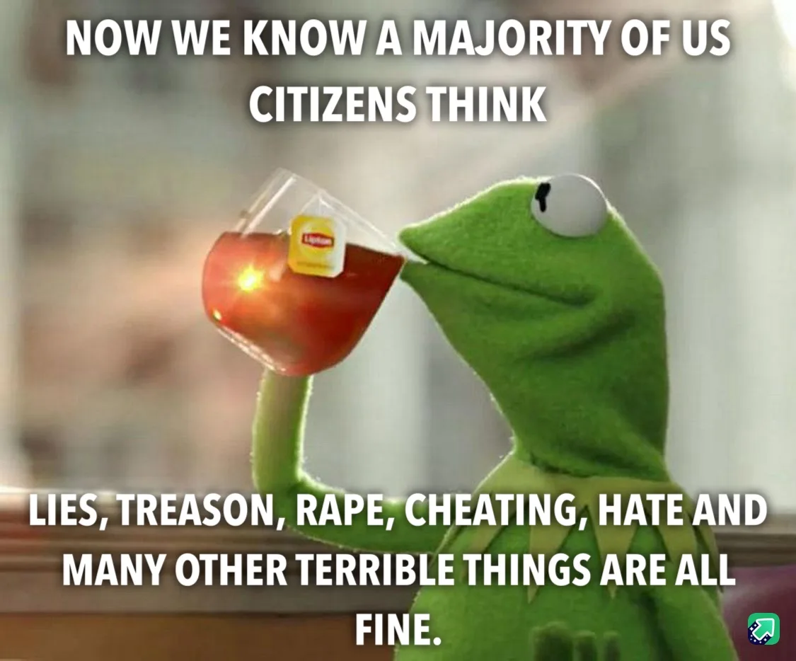 A green frog puppet, Kermit the Frog, is shown sipping tea from a glass mug with a Lipton tea bag visible. The image has…