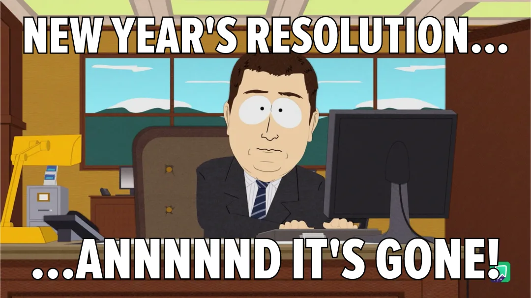 A cartoon man in a suit sits at a desk in an office with a computer, looking shocked and dismayed. The text overlaid on the…