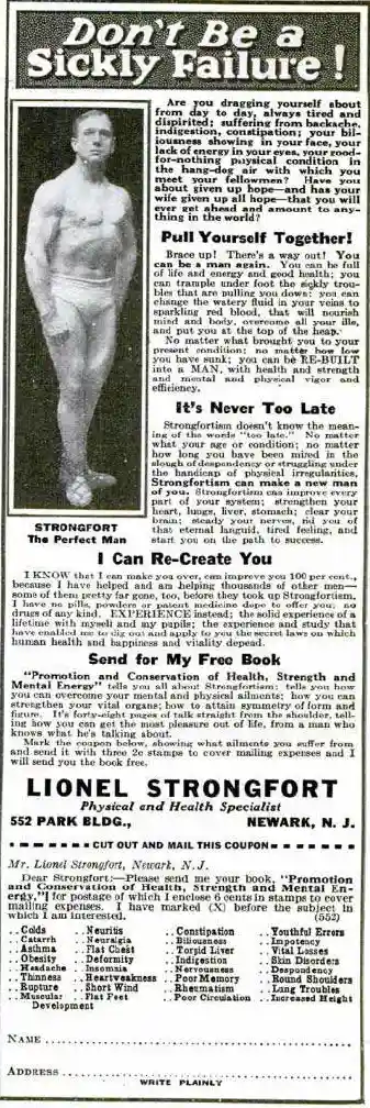 Throwback to 1918: The Original Lionel Strongfort Advertisement