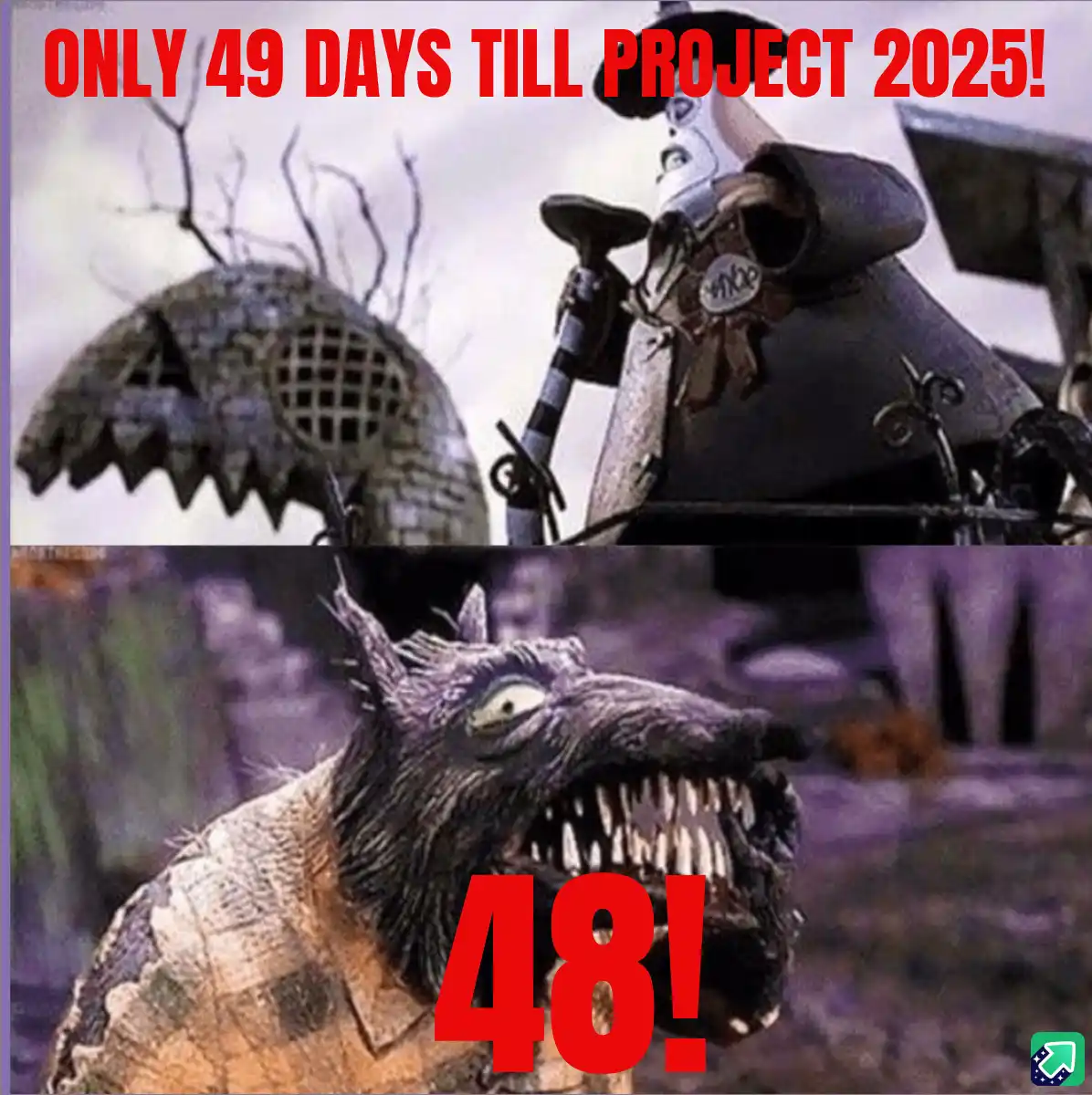The image is split into two panels. The top panel shows a character from 'The Nightmare Before Christmas' riding a bike with…
