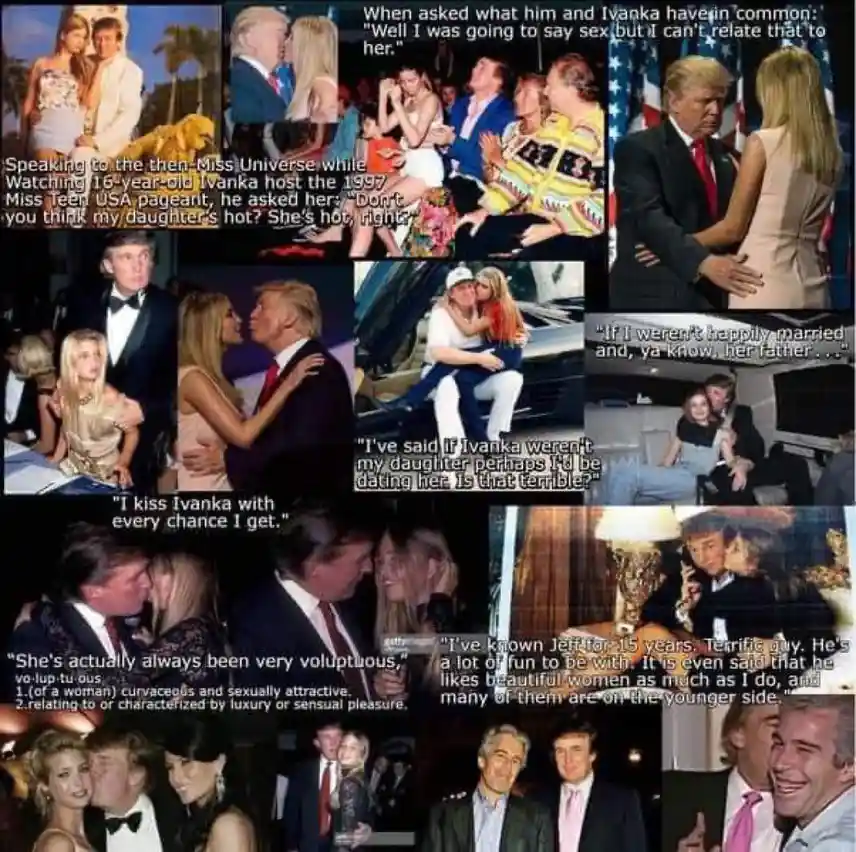 A collage of photos showing Donald Trump with his daughter Ivanka and other women, overlaid with text quoting Trump's…