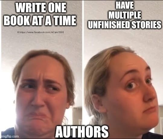 The image is a split-screen meme featuring the same woman in both panels. On the left, she has a pained, frustrated…