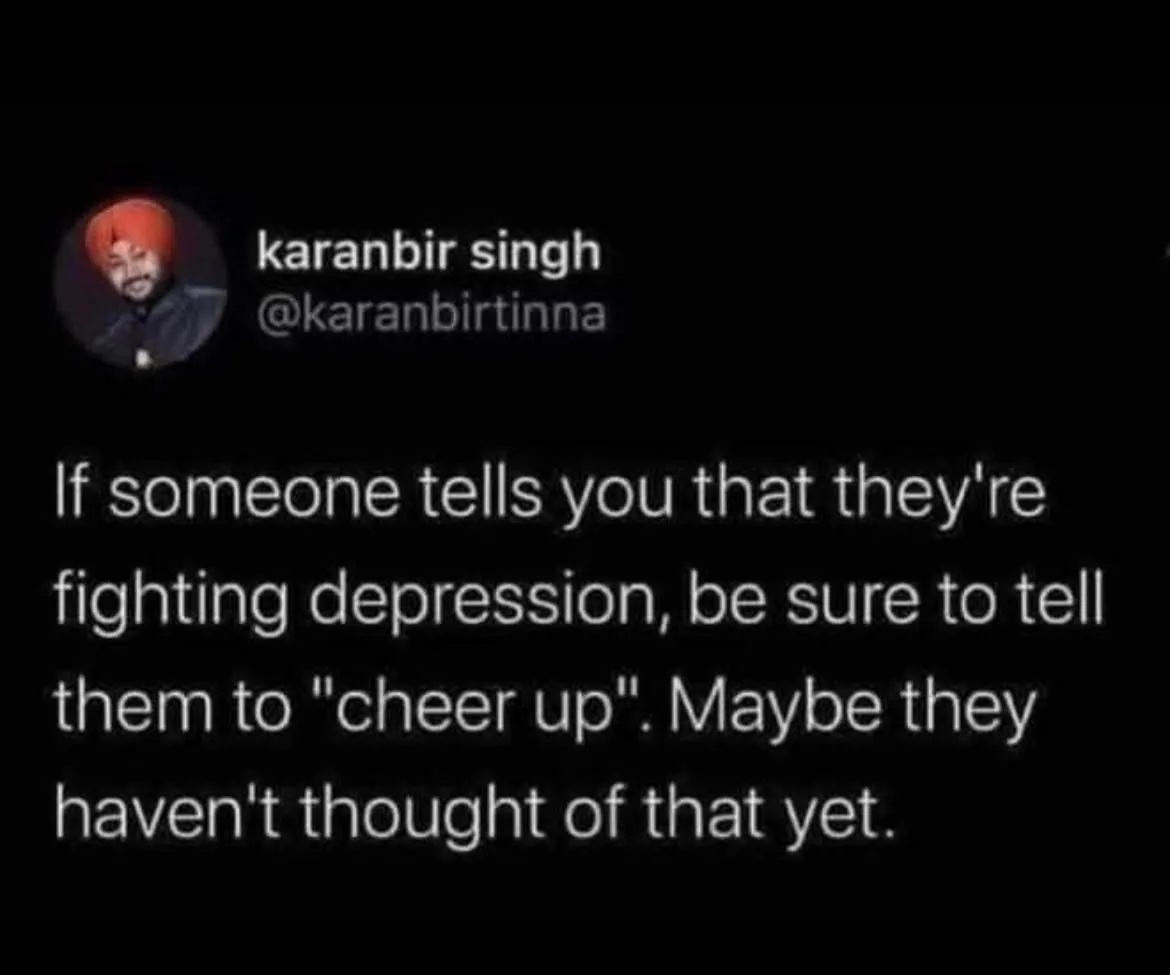 A screenshot of a tweet by user karanbir singh (@karanbirtinna) with a circular profile picture showing a man with a red…