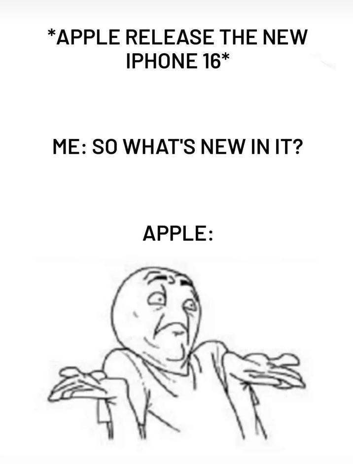A black-and-white line drawing of a cartoon man shrugging with a confused expression, positioned below text that reads…