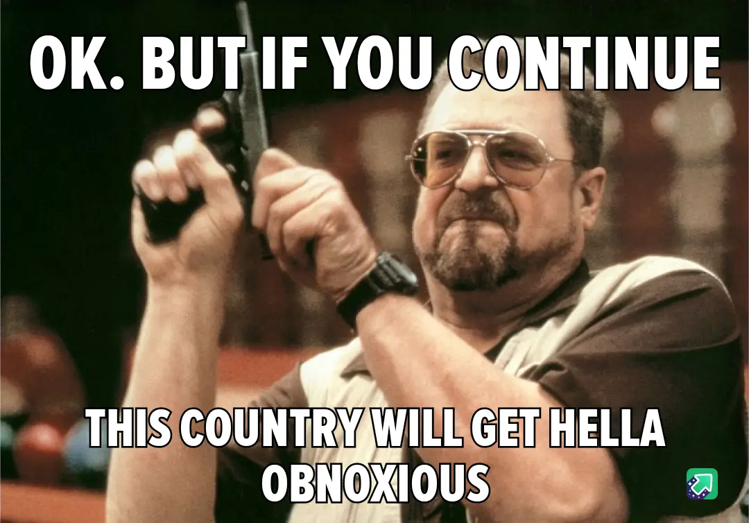 A man with a goatee and aviator sunglasses holds a handgun pointed upward with both hands. The image has bold white text…