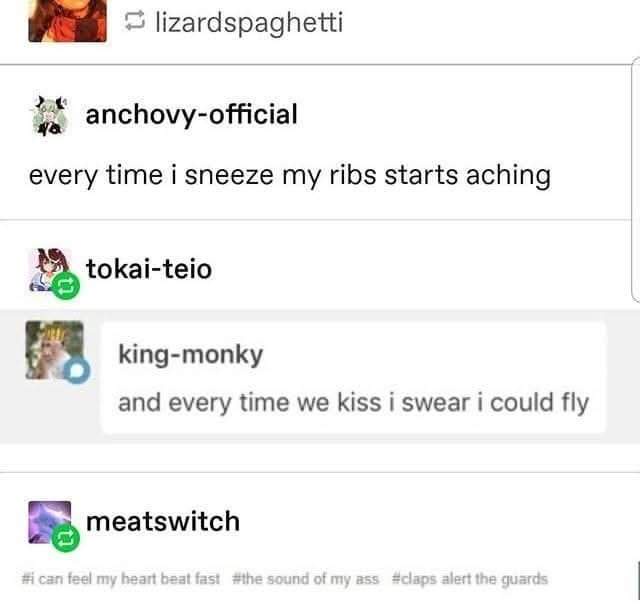 A screenshot of a Discord chat shows a user named 'anchovy-official' stating 'every time i sneeze my ribs starts aching'…