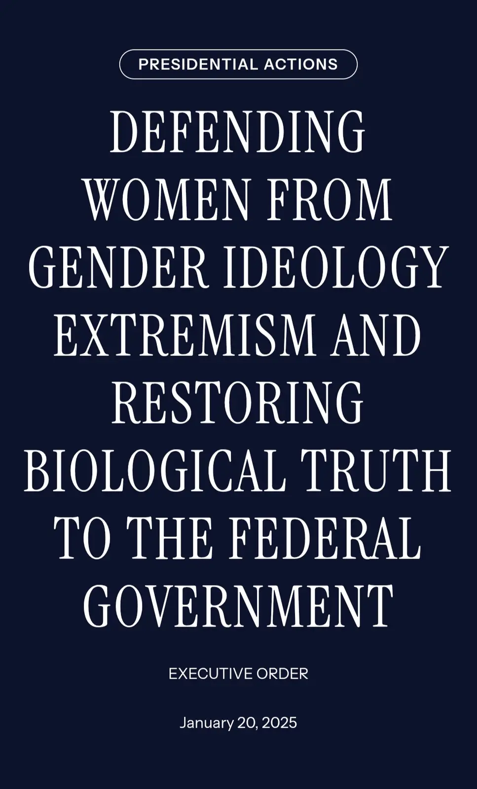 The image displays a dark blue background with white text styled like an official government document. At the top, it reads…
