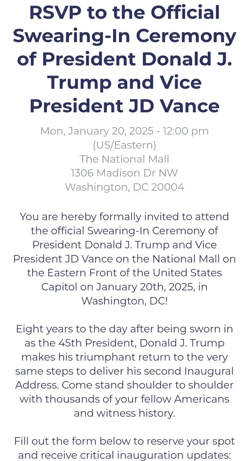 Mango Mussolini's Ticket Giveaway for His Inauguration
